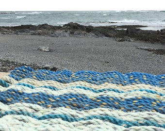 recycled lobster rope floor mat OOAK rugs Maine lobster rope rope doormat indoor rug outdoor rugs Mermaid mats housewarming gift beach decor