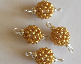 4 beads seed connectors (2mm) metallic gold