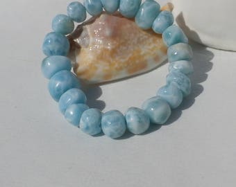 Larimar Nuggets Bracelet, Strech, Handmade