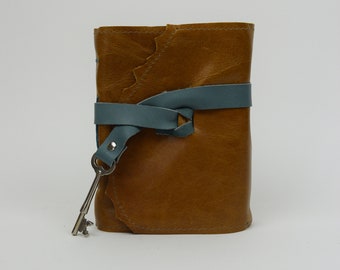 Leather Journal - Handmade paper with antique skeleton key