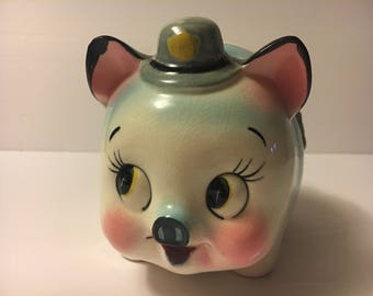 Vintage 1950s police pig piggy bank Westpac Japan