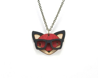 Nerd Fox Necklace - Handmade - laser cut - laser cut jewelry - jewelry