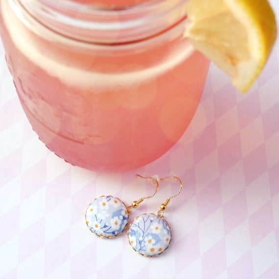 Liberty earrings, Pastel earrings, Blue earrings, Flower earrings, Liberty jewelry, Summer trends, Gift under 30, Stainless steel