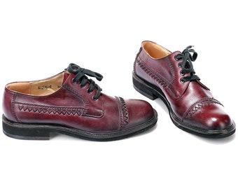 US men 8 Burgundy Derby Shoes Leather Brogues Vintage 70s Lace Up Retro Wedding Shoes Elegant Dress Shoes Cap Toe Oxfords . EUR 41 UK 7.5