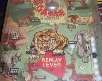Litho Pinball Hunting Toy Pinball Machine Vintage Marx "The Big Game Bagatelle" 60's era