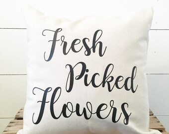 Fresh Picked Flowers Pillow Cover. Farmhouse Pillow Cover. Pillow Case. Throw Pillow. Custom Pillow Cover. Boho pillow cover. Home decor
