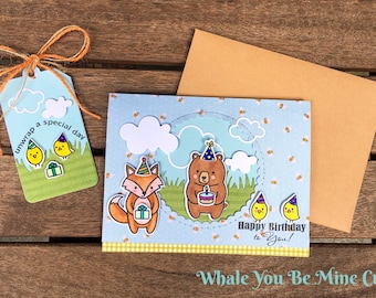 Happy Birthday to you! Handmade card with matching "Unwrap your special day" gift tag! A2