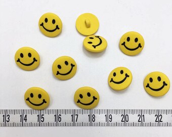 20 pcs of Yellow Smiley Button - 15mm LAST SET