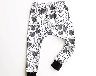 Magic Mouse harems / toddler harems / hipster baby clothes / 90s print / monochrome disney