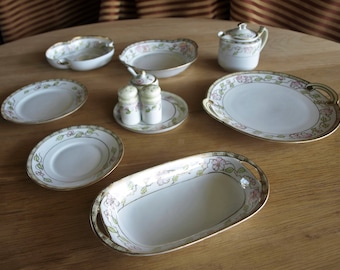 3 Nippon china Hand Painted Pattern Gold Trim Salad Plates 3 Nippon china Hand Painted Pattern Gold Trim Salad Plates
