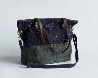 Trees & Stars Journey Bag. Shoulder Bag. Canvas Bag. Tote. Across body bag. Book Bag. Purse. Patterned Bag. Screenprinted Bag.