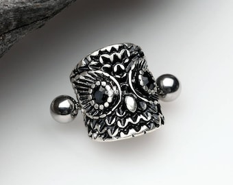 Antique Forest Onyx Owl Sparkle Cartilage Cuff Earring
