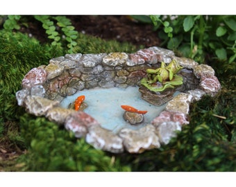 Lazy Day Pond with Frog and Coy Fish for the Fairy Garden