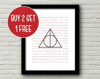 Harry Potter Decor, Deathly Hallows, Deathly Hallows Print, Harry Potter Wall Art, Harry Potter Print, Harry Potter Poster, Hallows Wall Art