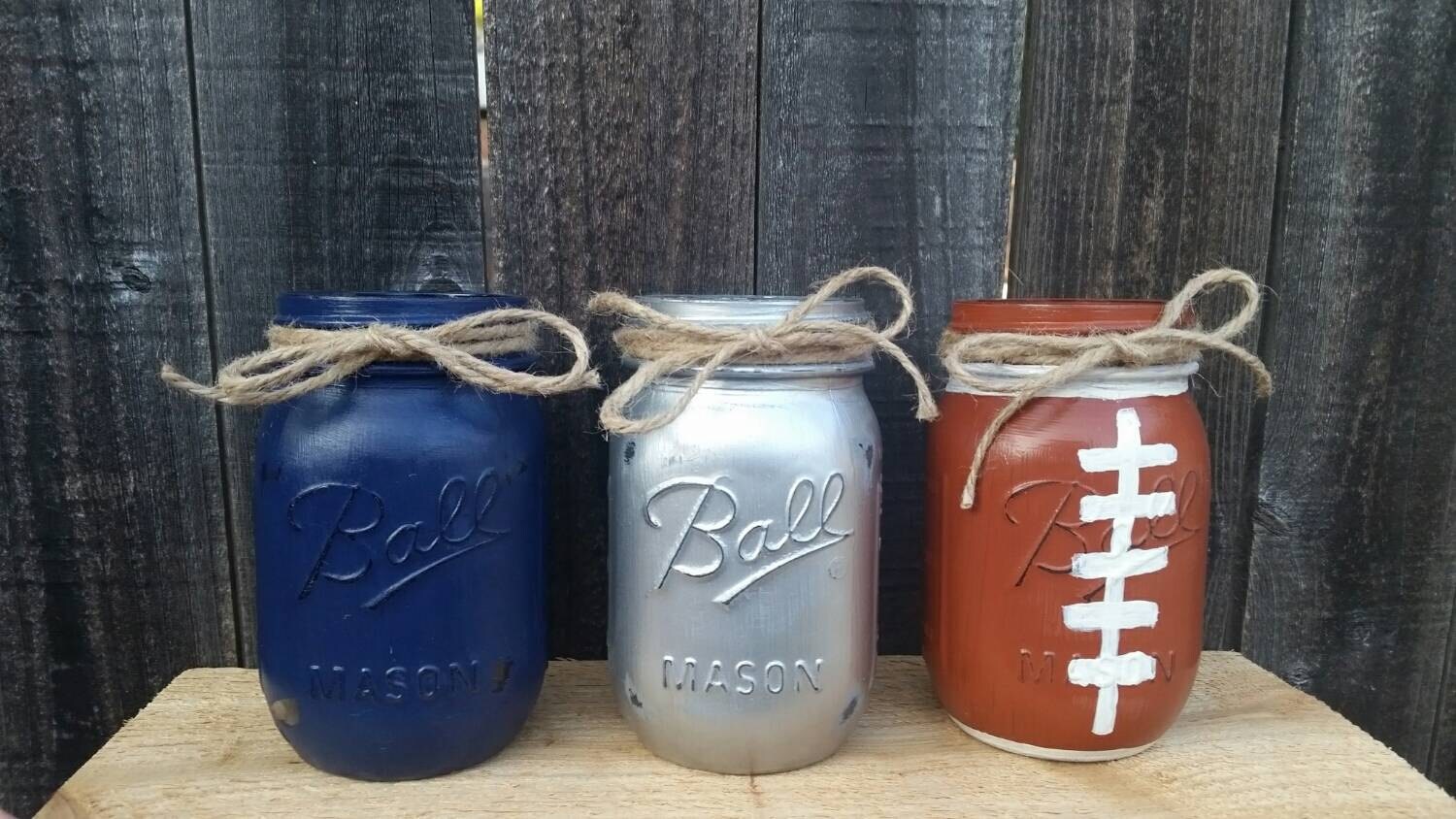 Distressed Mason Jars Dallas Cowboys Decor Football Mason