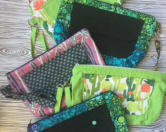 Travelers Wristlet, Cactus Wristlet, Large Wristlet, Green Wrislet
