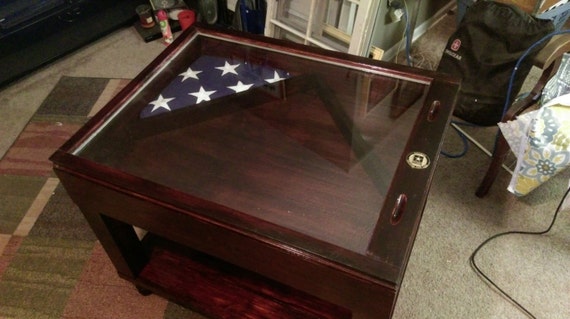 ON SALE military table rustic coffee table shadow box