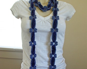 Crochet Skinny Flower Chain Scarf