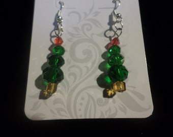 Beaded Christmas Tree Earrings