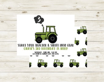 TRACTOR | Shift Into Gear Tractor Birthday Invitation | Tractor Birthday Invitation | Tractor Theme Birthday Invitation | Tractor Birthday