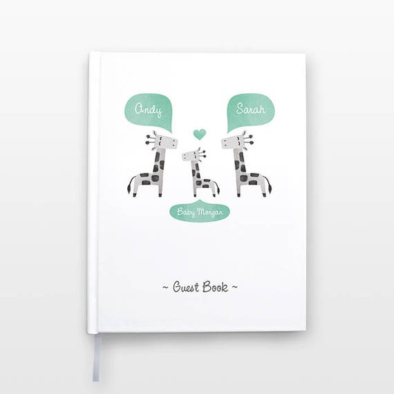 GIRAFFE Baby Shower Guest Book, Personalized Baby Book, Animal Baby Guestbook, New Baby Gift, Baby Journal, Baby Notebook, Baby Guest Book