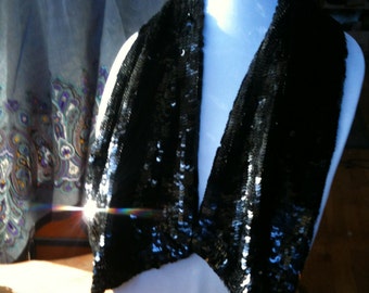 1940's Black Sequin Scarf ~ Beautiful Condition