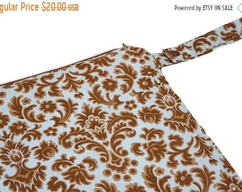 Spring Sale Blue Damask - 14x14 Sweet Bobbins Wet Bag - SEAM SEALED - Snap Strap - Boutique Quality