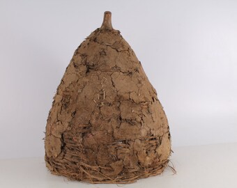 Antique Primitive Old Handmade Woven Wicker, Bee skep
