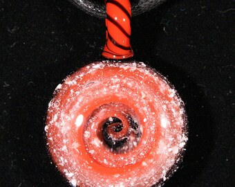 Glass Pet Memorial Pendant - Red Spiral