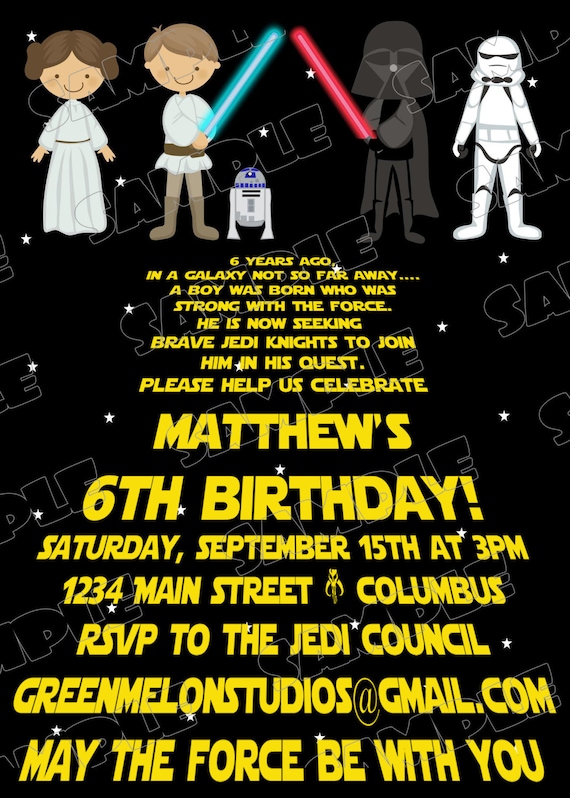 Star wars scroll jedi birthday party printable invitations