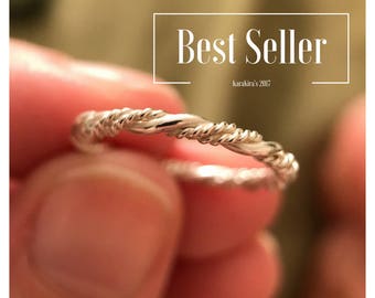 Twisted Ring, Vine Ring, Sterling Silver, Triple Twist Ring, Stacking Ring, Wedding Band, Thin Band, Rope Ring, Mothers Day Gift