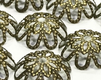 Bronze Flower Filigrees-Flower Filigrees-Bronze Filigrees-Bronze Bead Caps-Filigrees-Bead Caps