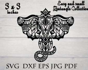Elephant mandala svg, easy and small zentangle svg file for cricut