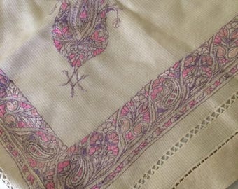 Vintage Silk Scarf with Embroidery