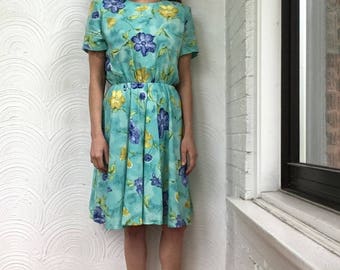 1990s Watercolor Floral Dress