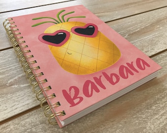 Pineapple journal / Personalized journal / Girls diary / Pineapple paintings / Pink / School notebook / Pineapple / Back to school