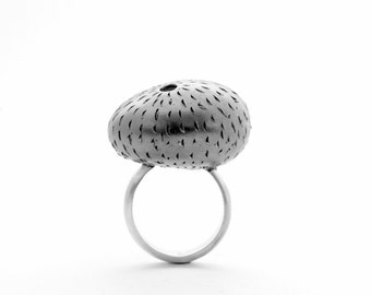 Sea Urchin Ring / Oxidized silver ring / Sea inspired jewellery