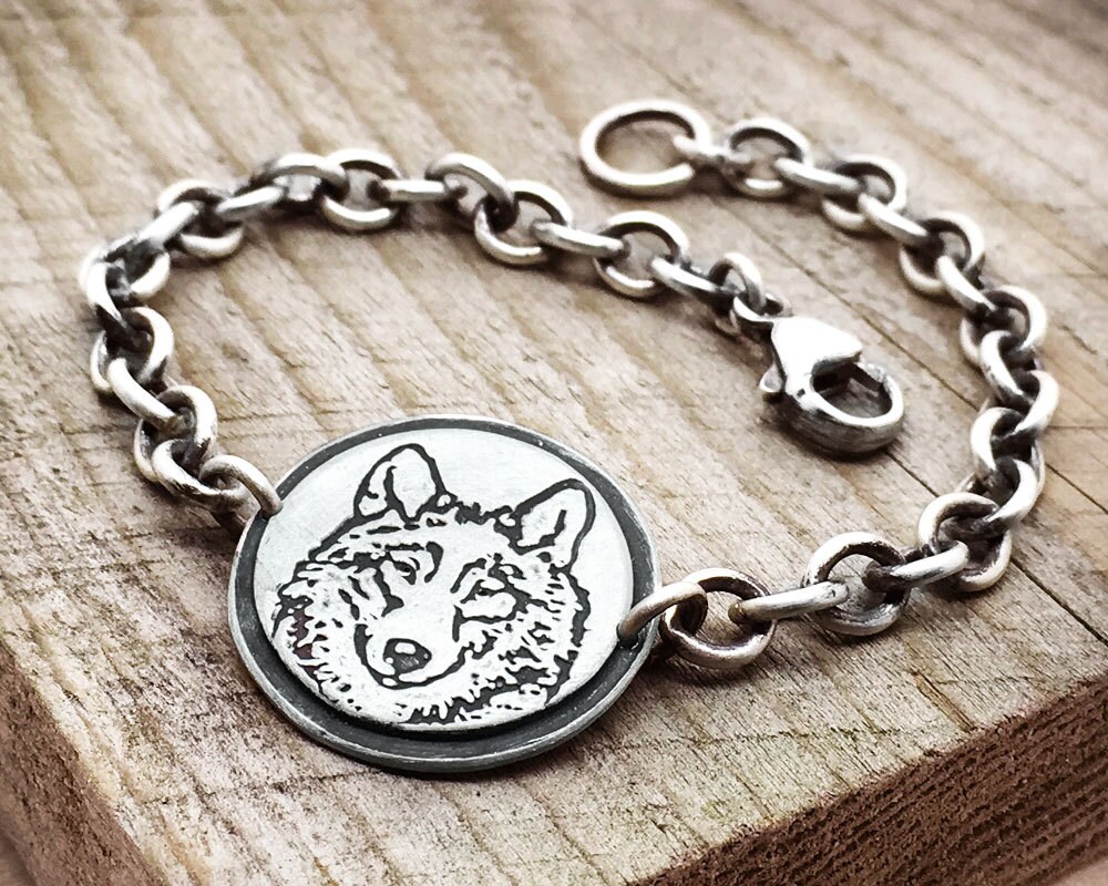 wolf silver bracelet