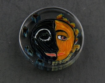 Sun and Moon Glass Murrine Boro Murrina Cabochon - 142A