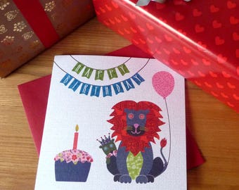 Collage-imlas Children's Birthday Card (Lions)