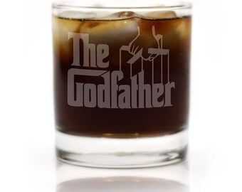 The Godfather Movie Engraved Logo Cocktail Glass, The Godfather Mug, Godfather Glass, Godfather Gift, Godparent Gift