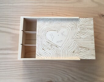 Custom Three Bottle Wooden Wine Box- Wood Grain Design