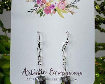 Swarovski Crystal Silver Queen Baguette Earrings
