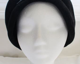 Vintage Black Matte Brand Union Made Velour Fur Stylish Hat with Front Bow