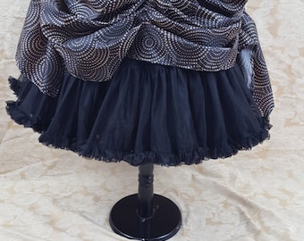 Brown Swirl Polka Steampunk Mini Length Tie Bustle Skirt-One Size Fits All