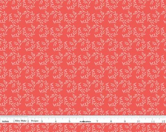 Coral Floral Sprigs Fabric, Floral Quilt Fabric, Riley Blake Apricot & Persimmon C4904 Fern, Carina Gardner, Coral Sprigs Fabric, Cotton