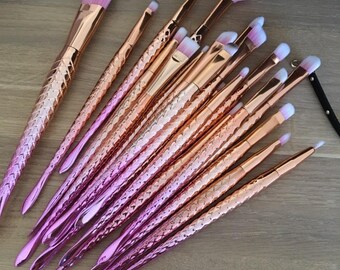 20pcs Unicorn makeup Brushes Rose Gold Mermaid Brush Eye Shadow Foundation Eyebrow Makeup Brushes Fishtail Brush Comestic Tool
