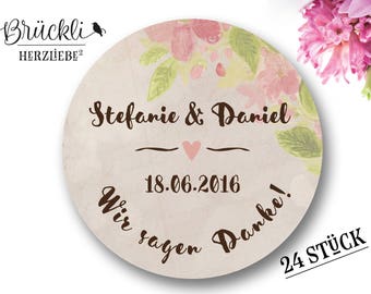 Aufkleber, Hochzeit "Danke" (Vintage) / Hochzeitsdeko / Hochzeitsfeier / Danksagung