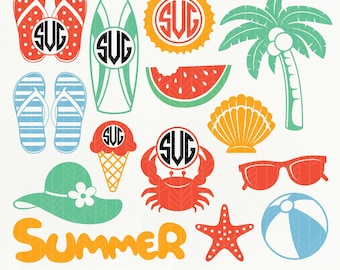 Beach SVG Files, Beach dxf, Summer Beach svg, png, eps, Silhouette Studio, Cut File, Coconut Tree svg, Flip Flops svg