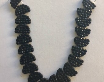 Vintage Glass Half Circle Shape Nailheads - 9.5mm X 5mm- Black